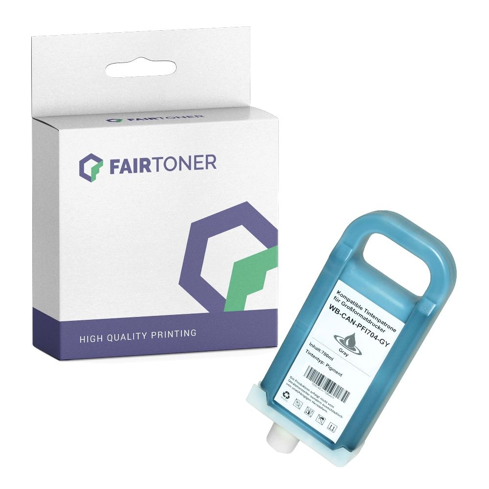 FairToner kompatibel für Canon Tintenpatrone 3870B005 / PFI-704GY Grau