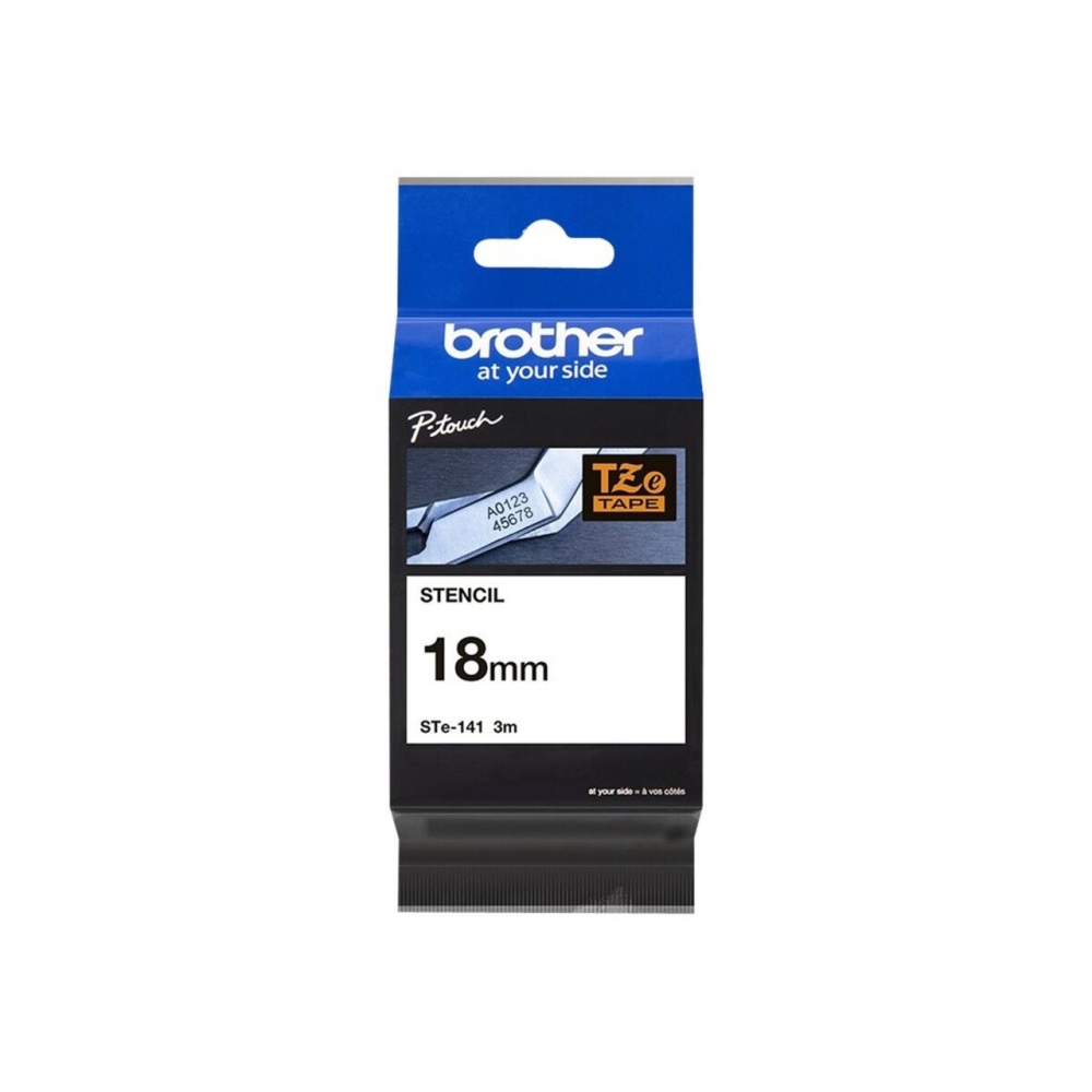 Original Brother nicht laminiertes Schablonenband STE-141 Weiss auf Transparent (18mm / 3m)