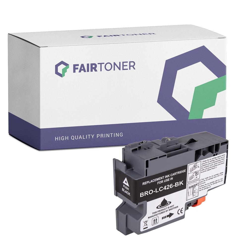 FairToner kompatibel für Brother Tintenpatrone LC-426BK Schwarz [XL Füllmenge]