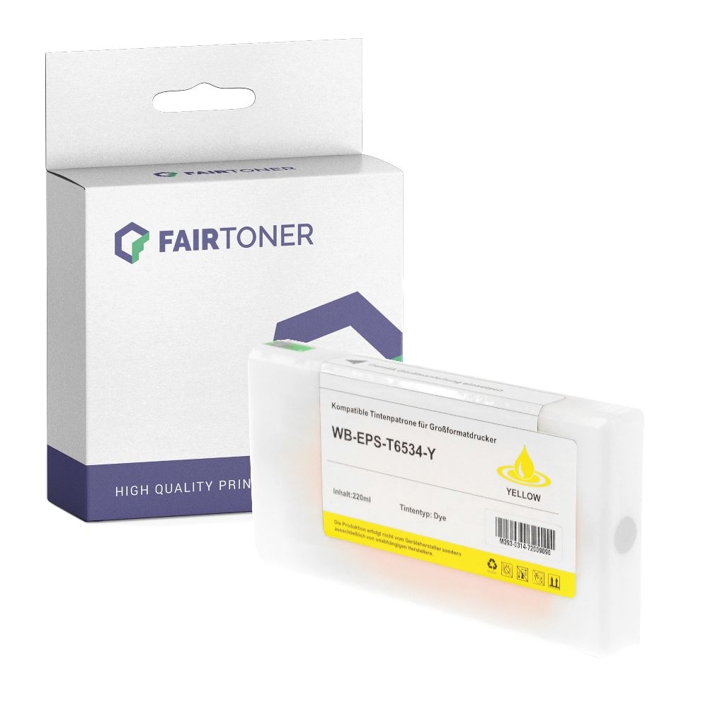 FairToner kompatibel für Epson Tintenpatrone C13T653400 / T6534 Gelb