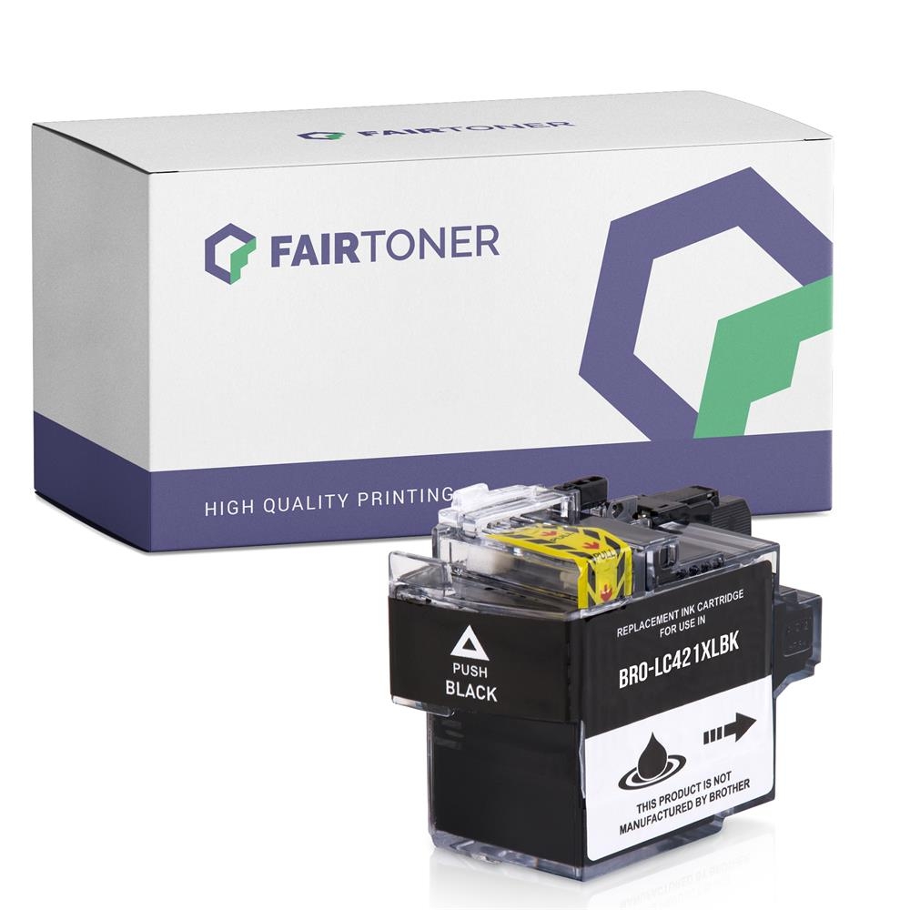 FairToner kompatibel für Brother Tintenpatrone LC-421XLBK Schwarz [XXL Füllmenge]