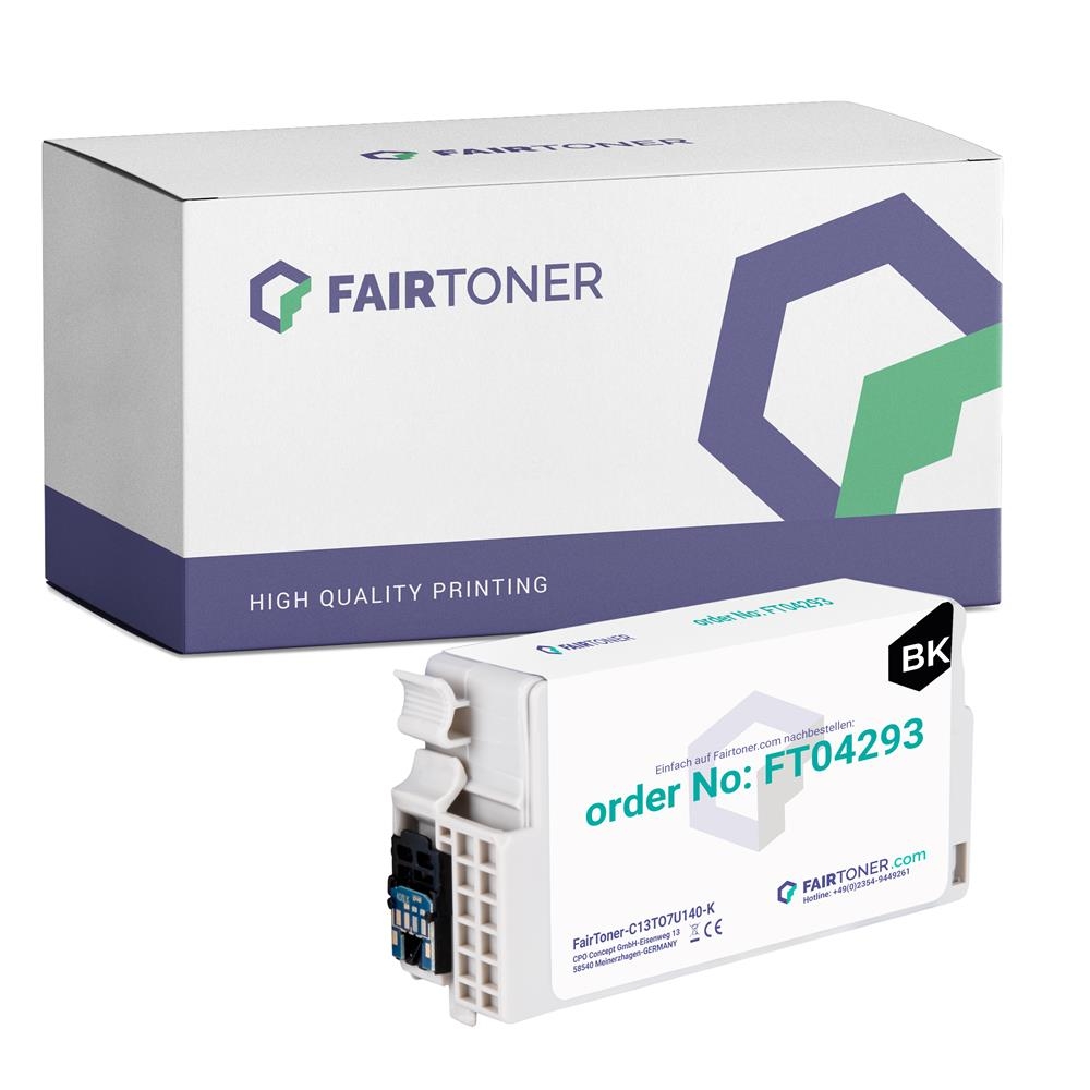 FairToner kompatibel für Epson Tintenpatrone C13T07U140 / 407 Schwarz