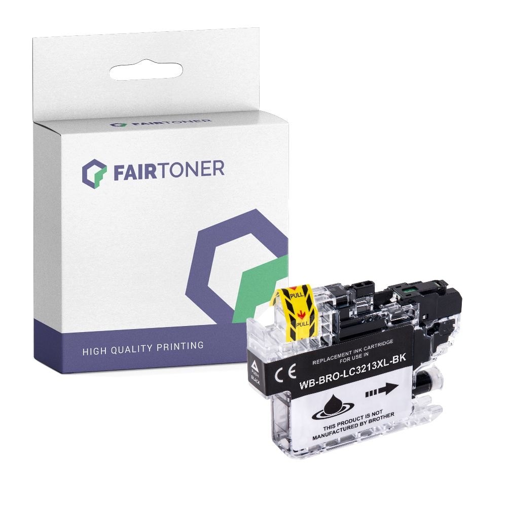 FairToner kompatibel für Brother Tintenpatrone LC-3213BK Schwarz [XL Füllmenge]