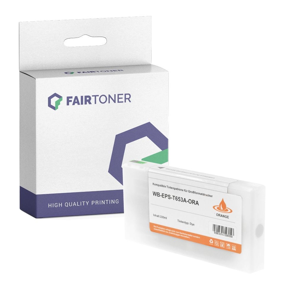 FairToner kompatibel für Epson Tintenpatrone C13T653A00 / T653A Orange