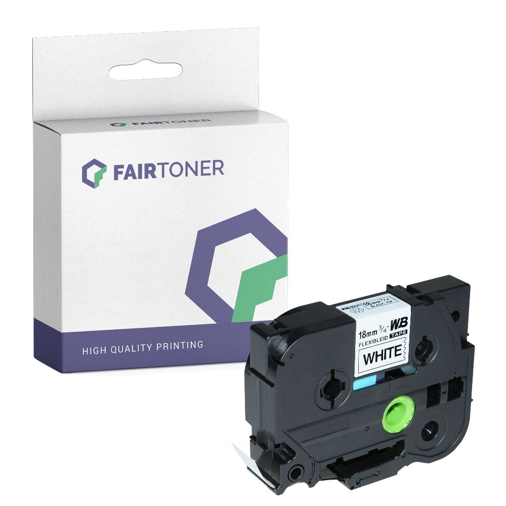 FairToner kompatibel für Brother Flexibles Laminiertes Schriftband TZE-FX241 Schwarz auf Weiss (18mm / 8m)