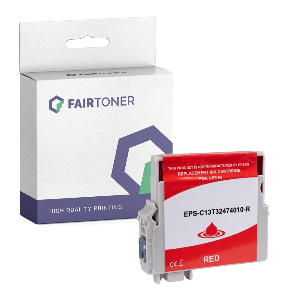 FairToner kompatibel für Epson Tintenpatrone C13T32474010 / T3247 Rot