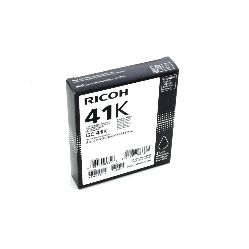Original Ricoh Tintenpatrone 405761 / GC-41K Schwarz