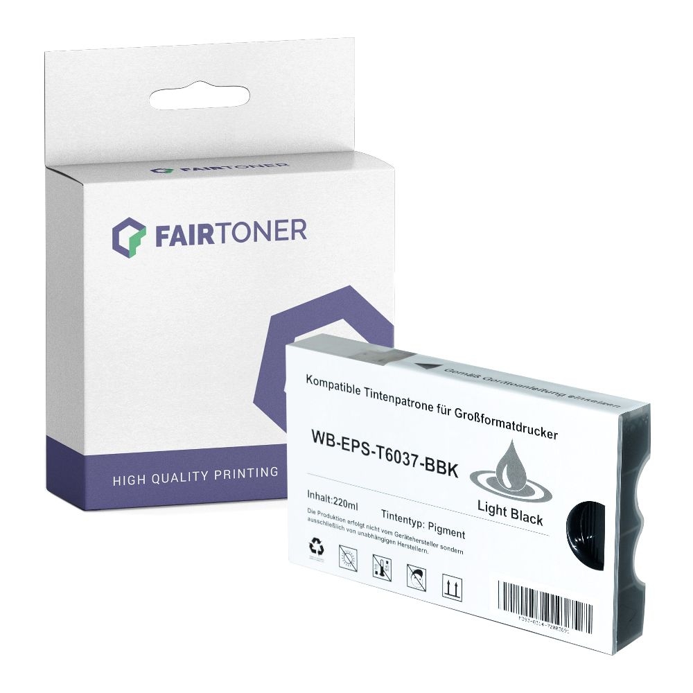 FairToner kompatibel für Epson Tintenpatrone C13T603700 / T6037 Schwarz Hell