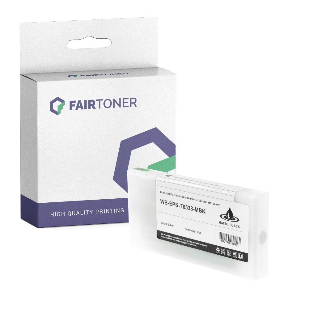 FairToner kompatibel für Epson Tintenpatrone C13T653800 / T6538 Matt Schwarz