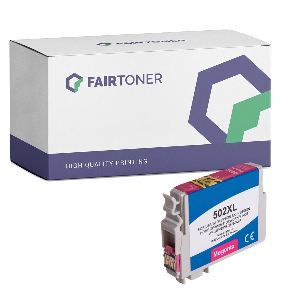 FairToner kompatibel für Epson Tintenpatrone C13T02W34010 / 502XL Magenta [XL Füllmenge]