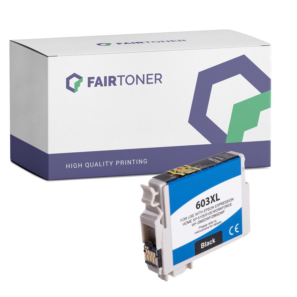 FairToner kompatibel für Epson Tintenpatrone C13T03A14010 / 603XL Schwarz [XL Füllmenge]