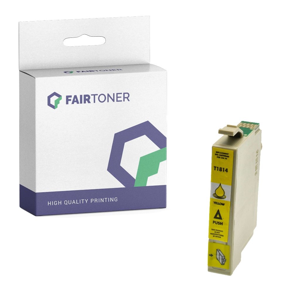FairToner kompatibel für Epson Tintenpatrone C13T18144010 / 18XL Gelb [XL Füllmenge]