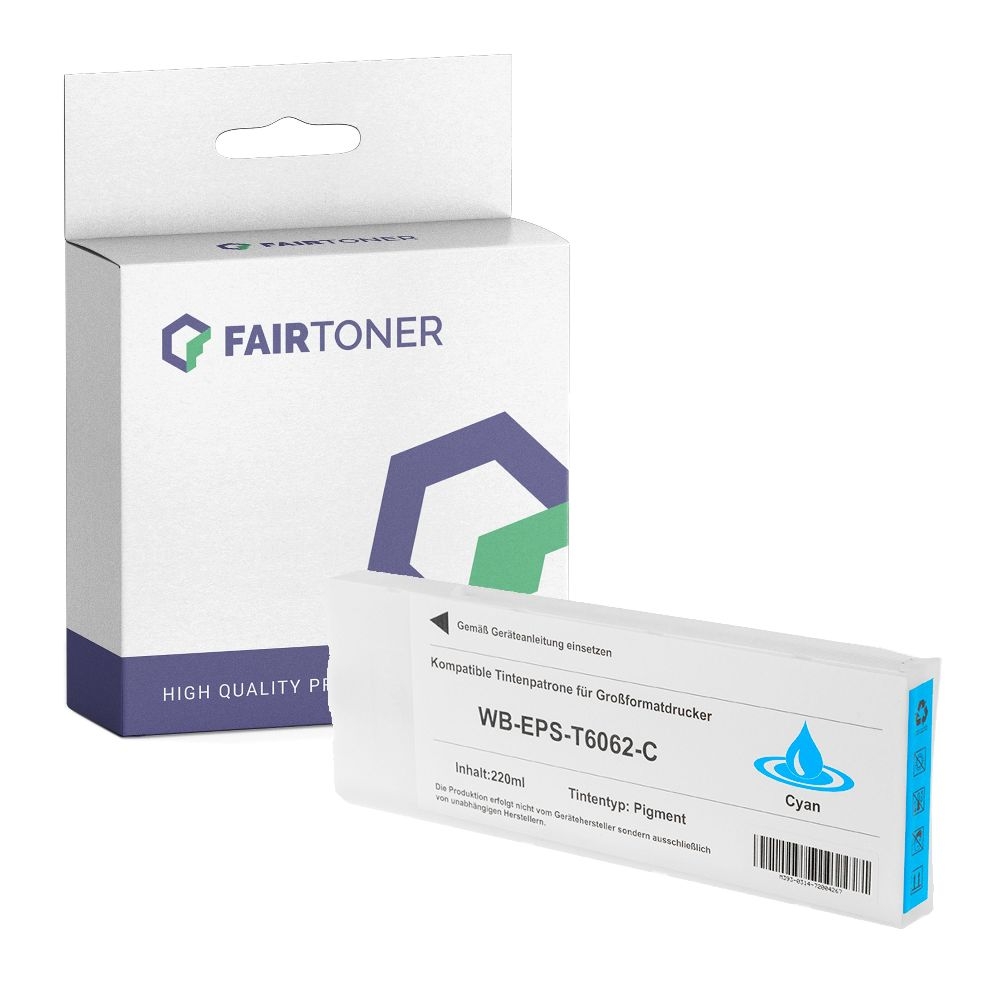 FairToner kompatibel für Epson Tintenpatrone C13T606200 / T6062 Cyan