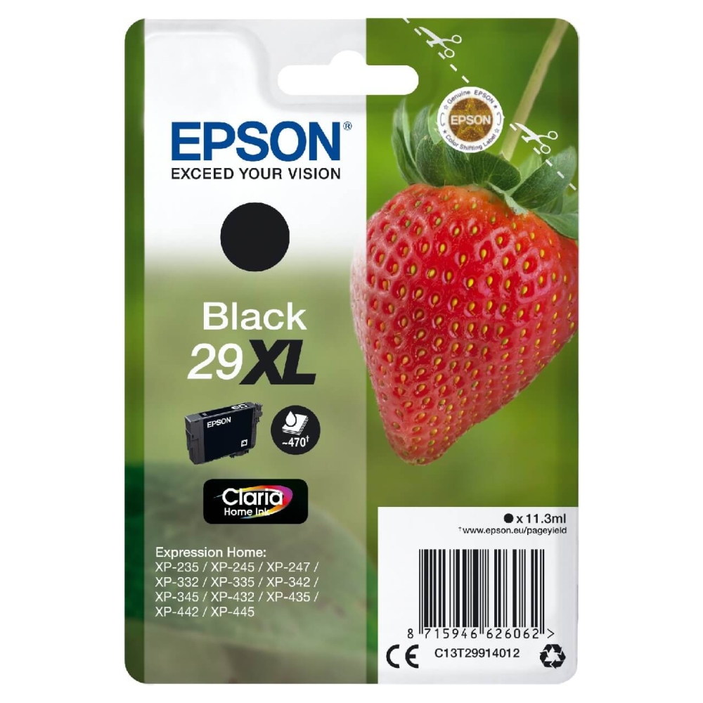 Original Epson Tintenpatrone C13T29914010 / 29XL Schwarz [XL Füllmenge]