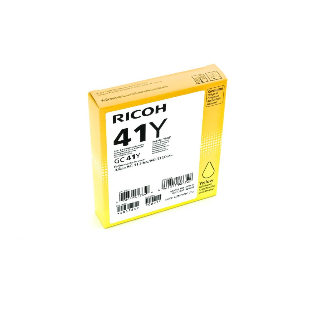 Original Ricoh Tintenpatrone 405764 / GC-41Y Gelb