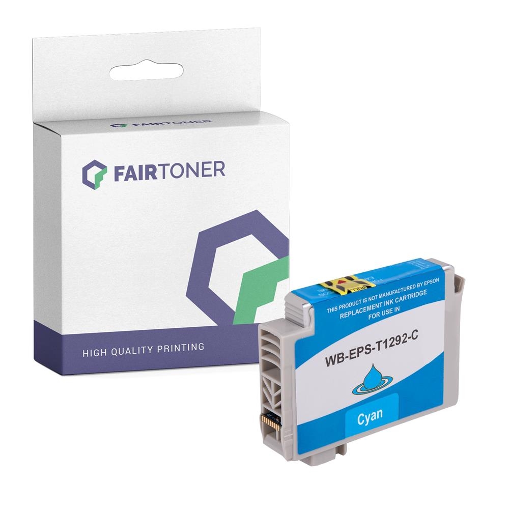 FairToner kompatibel für Epson Tintenpatrone C13T12924010 / T1292 Cyan
