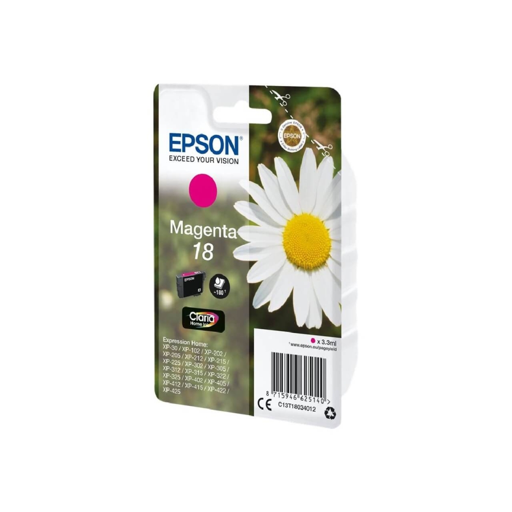 Original Epson Tintenpatrone C13T18034012 / 18 Magenta