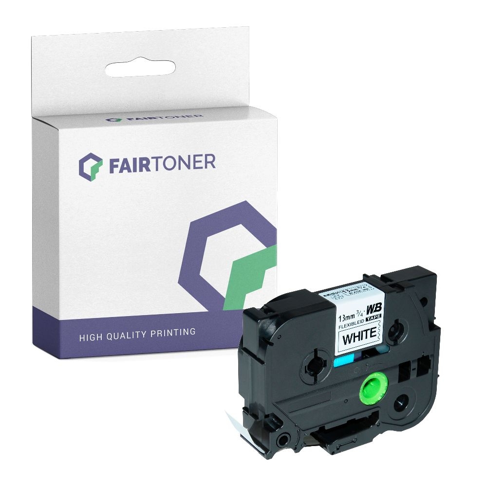 FairToner kompatibel für Brother Flexibles Laminiertes Schriftband TZE-FX231 Schwarz auf Weiss (12mm / 8m)