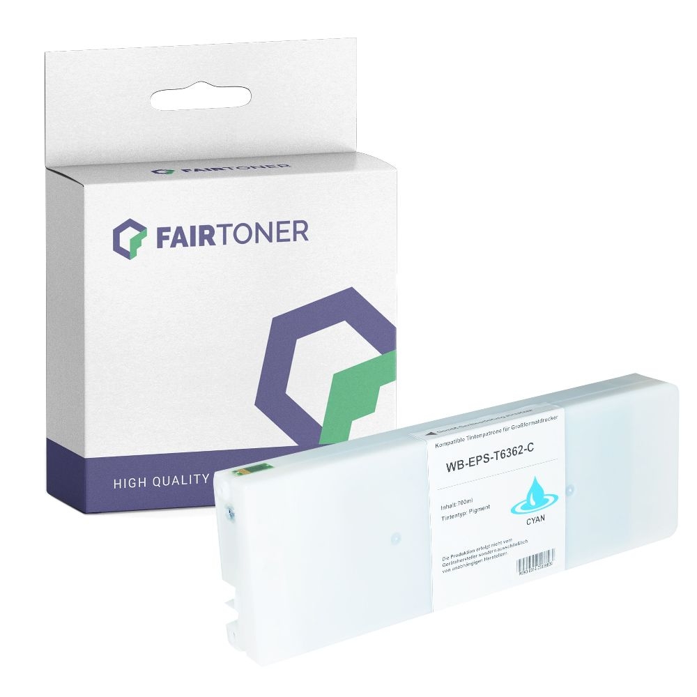 FairToner kompatibel für Epson Tintenpatrone C13T636200 / T6362 Cyan