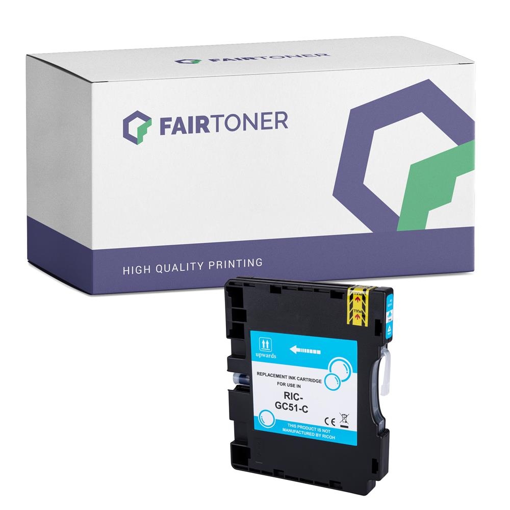 FairToner kompatibel für Ricoh Tintenpatrone 405863 / GC-51CH Cyan