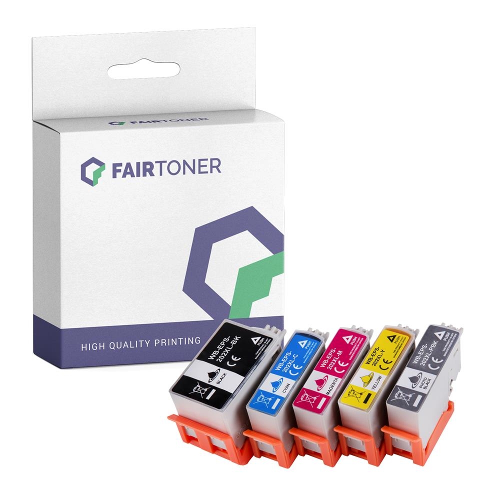FairToner Set 5 Patronen Epson 202XL 1xbk 1xpbkcmy