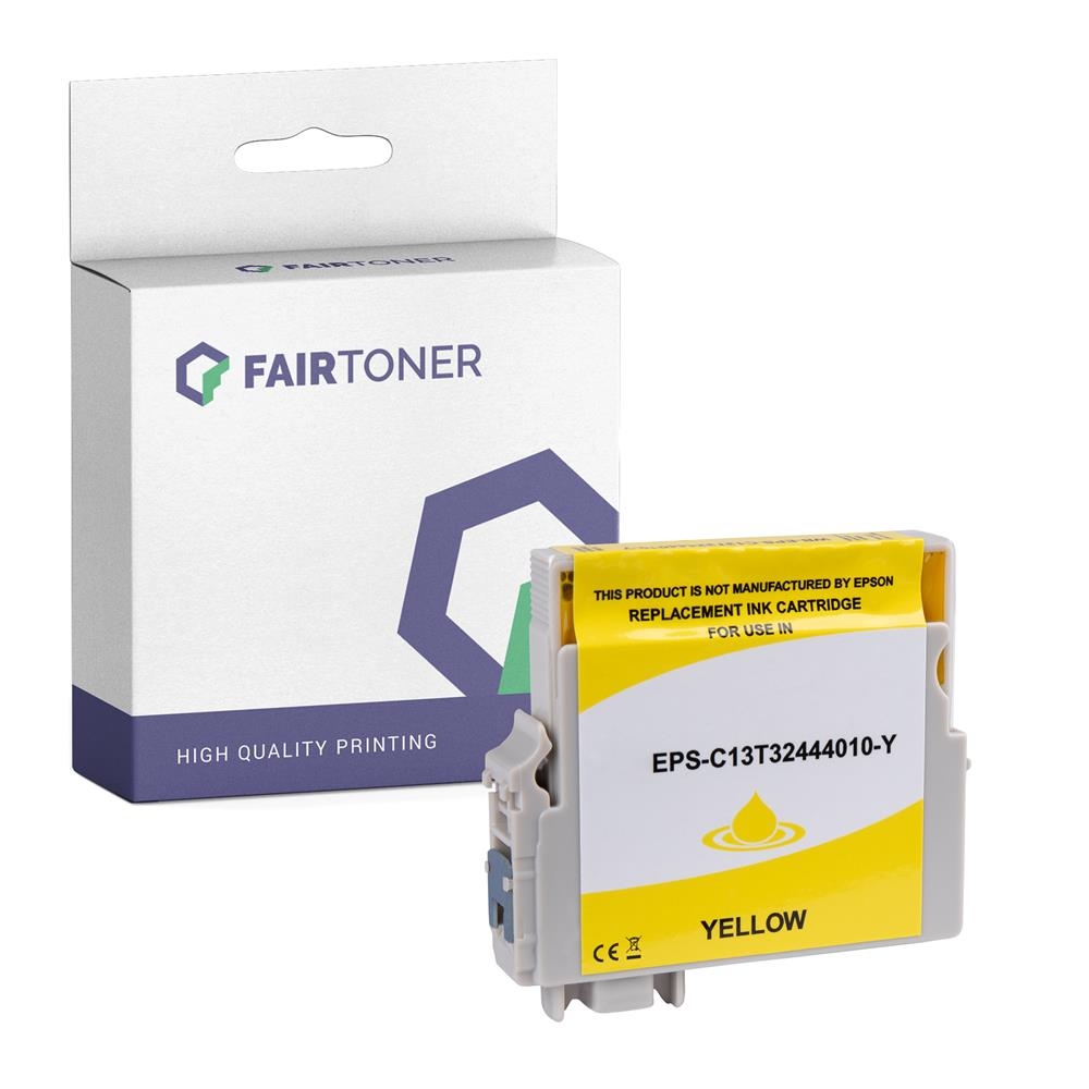 FairToner kompatibel für Epson Tintenpatrone C13T32444010 / T3244 Gelb