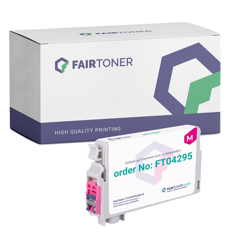 FairToner kompatibel für Epson Tintenpatrone C13T07U340 / 407 Magenta