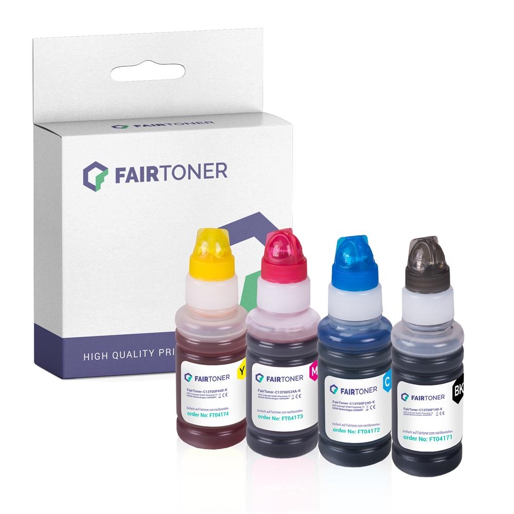 FairToner Set 4 Tintenbehälter Epson EcoTank 104 1-1-1-1