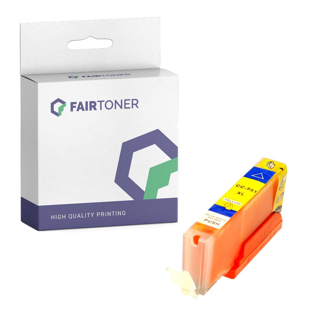 FairToner kompatibel für Canon Tintenpatrone 6446B001 / CLI-551YXL Gelb [XL Füllmenge]