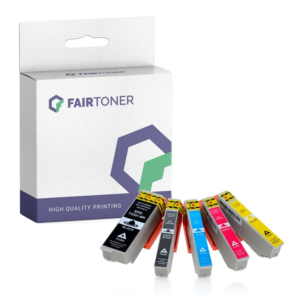 FairToner 5 Patronen Epson T3351-T3364XL 1xbk 1xpbkcmy