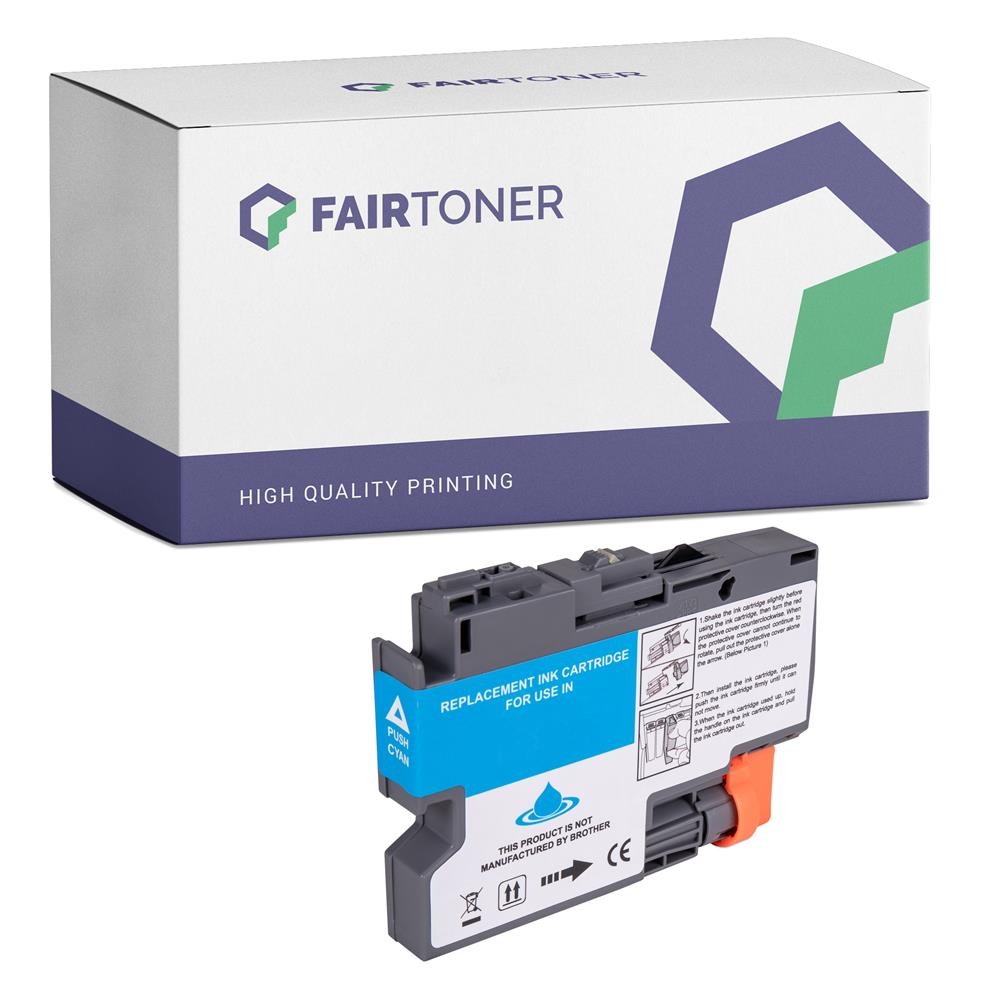 FairToner kompatibel für Brother Tintenpatrone LC-424C Cyan [XL Füllmenge]