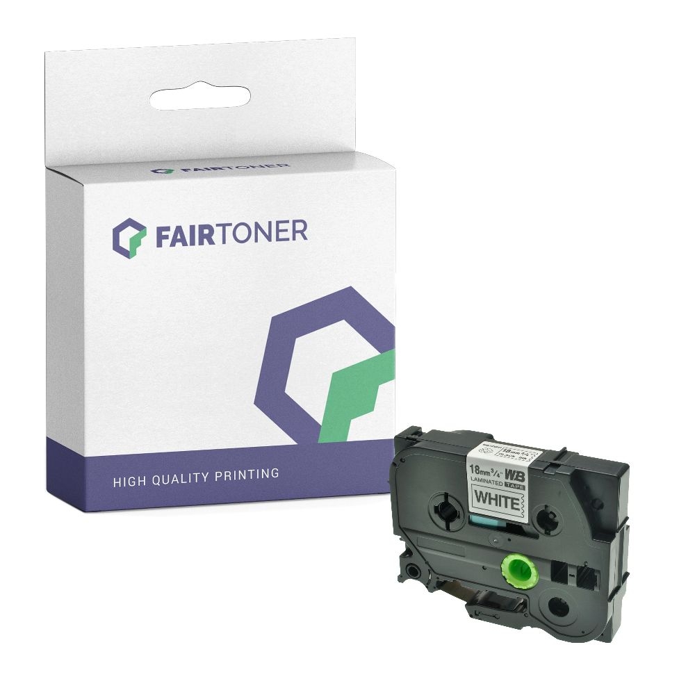 FairToner kompatibel für Brother Laminiertes Schriftband TZE-241 Schwarz auf Weiss (18mm / 8m)