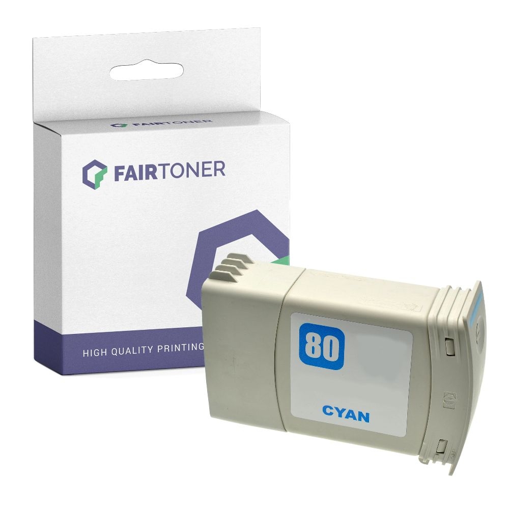 FairToner kompatibel für HP Tintenpatrone C4846A / 80 Cyan