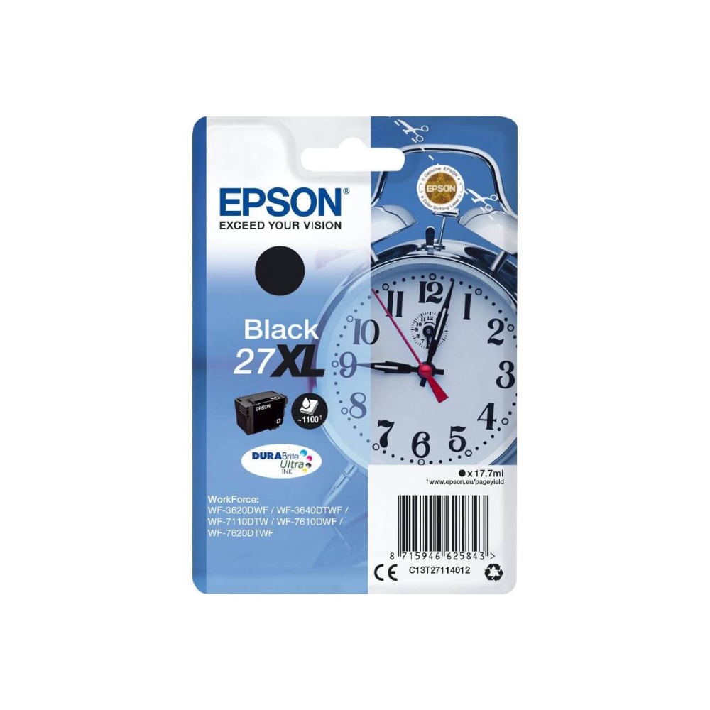 Original Epson Tintenpatrone C13T27114012 / 27XL Schwarz