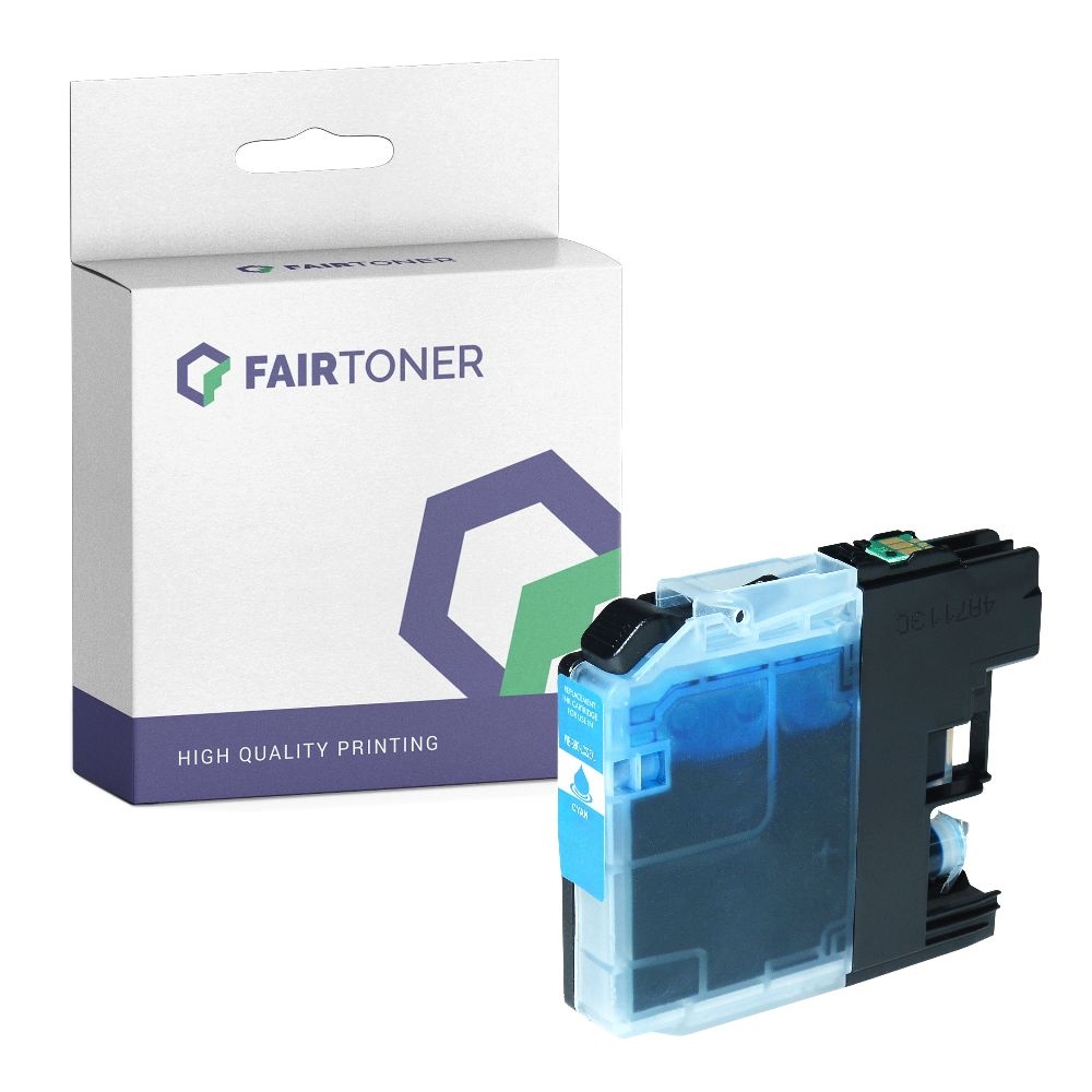FairToner kompatibel für Brother Tintenpatrone LC-225XLC Cyan [XXL Füllmenge]