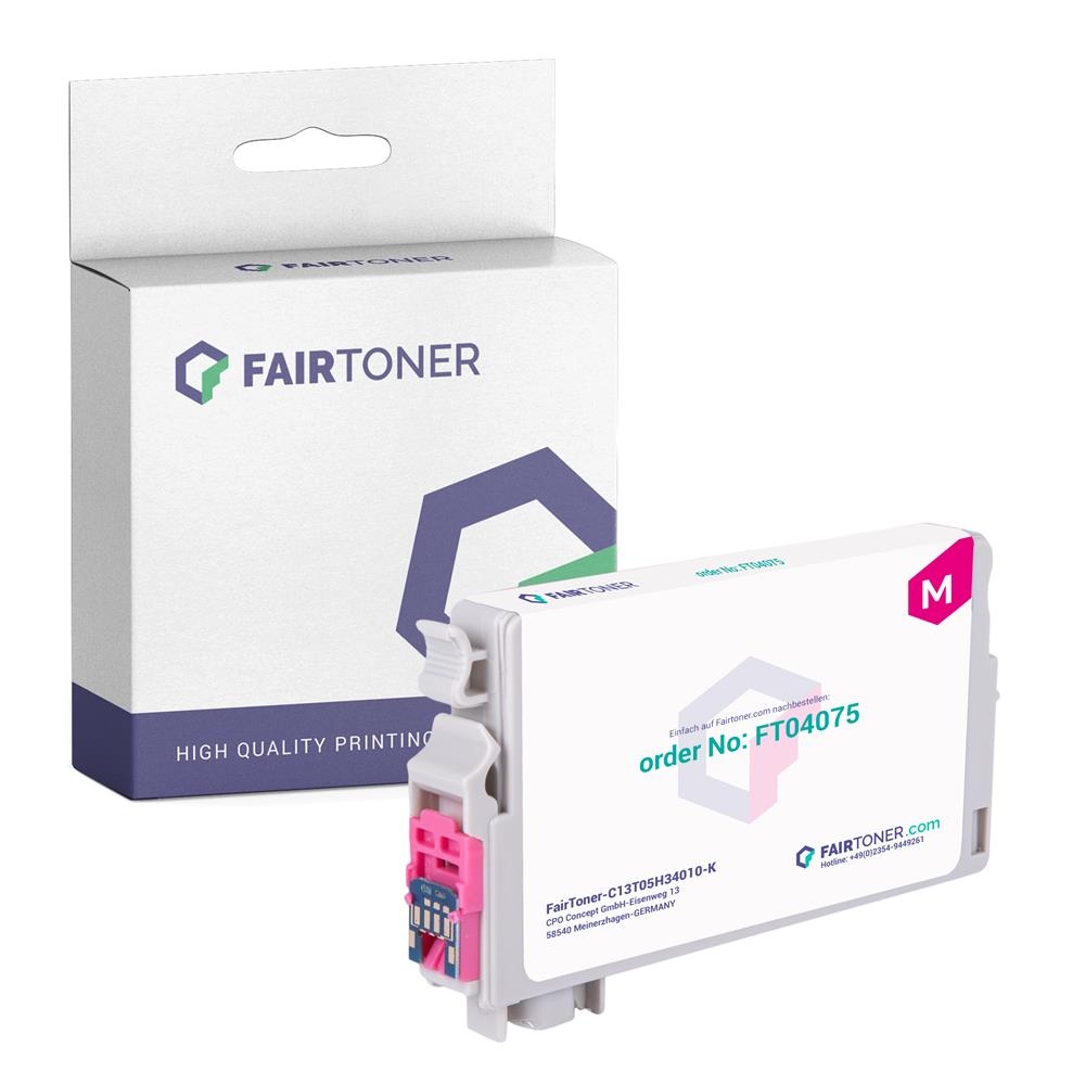 FairToner kompatibel für Epson Tintenpatrone C13T05H34010 / 405XL Magenta [XL Füllmenge]