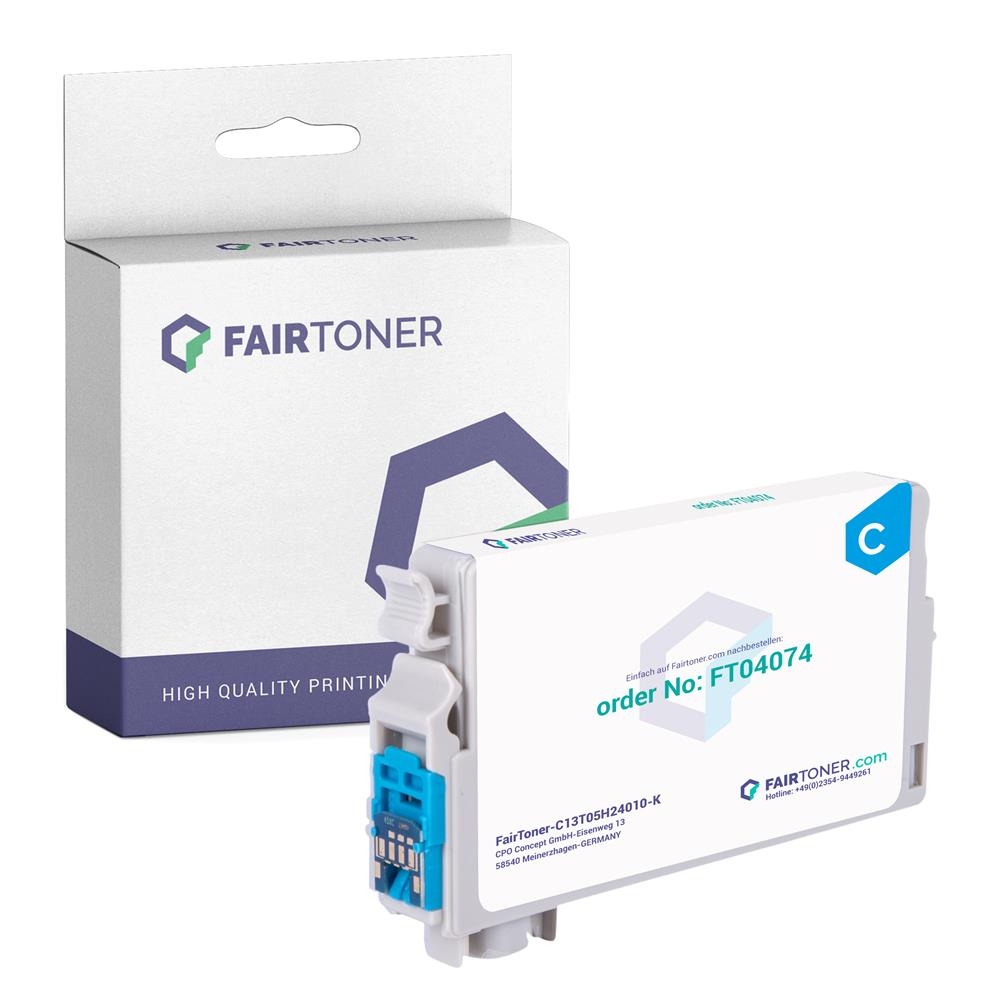 FairToner kompatibel für Epson Tintenpatrone C13T05H24010 / 405XL Cyan [XL Füllmenge]