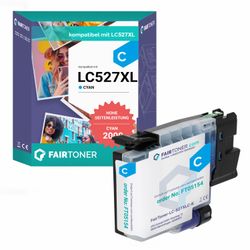 FairToner kompatibel für Brother Tintenpatrone LC-527XLC Cyan [XXL Füllmenge]