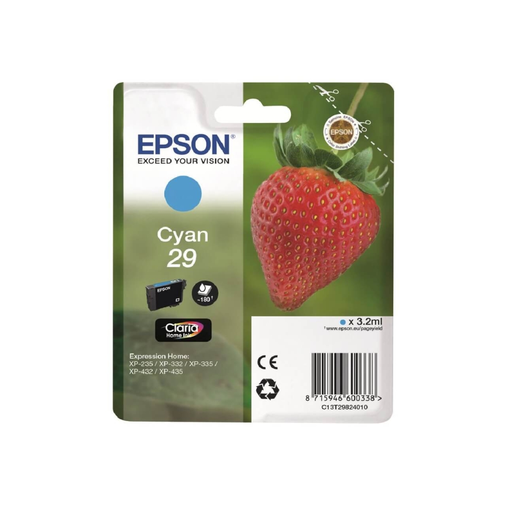 Original Epson Tintenpatrone C13T29824010 / 29 Cyan