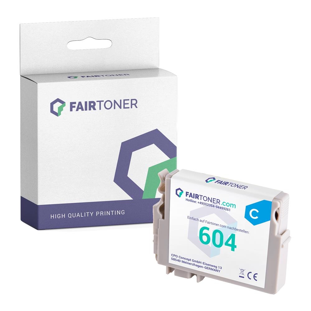 FairToner kompatibel für Epson Tintenpatrone C13T10G24010 / 604 Cyan