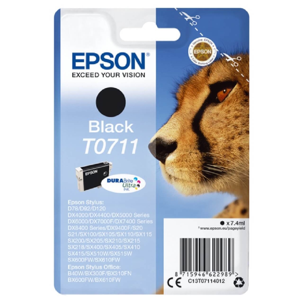 Original Epson Tintenpatrone C13T07114011 / T0711 Schwarz