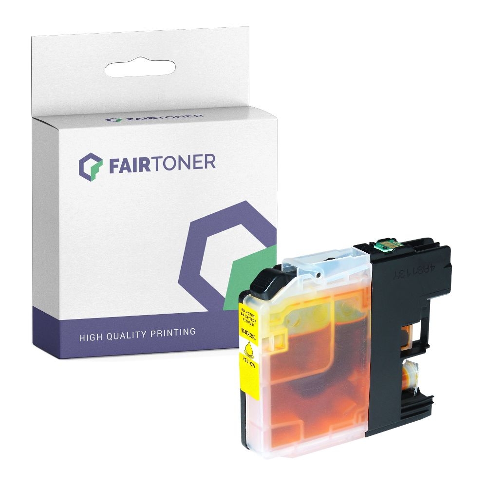 FairToner kompatibel für Brother Tintenpatrone LC-225XLY Gelb [XXL Füllmenge]