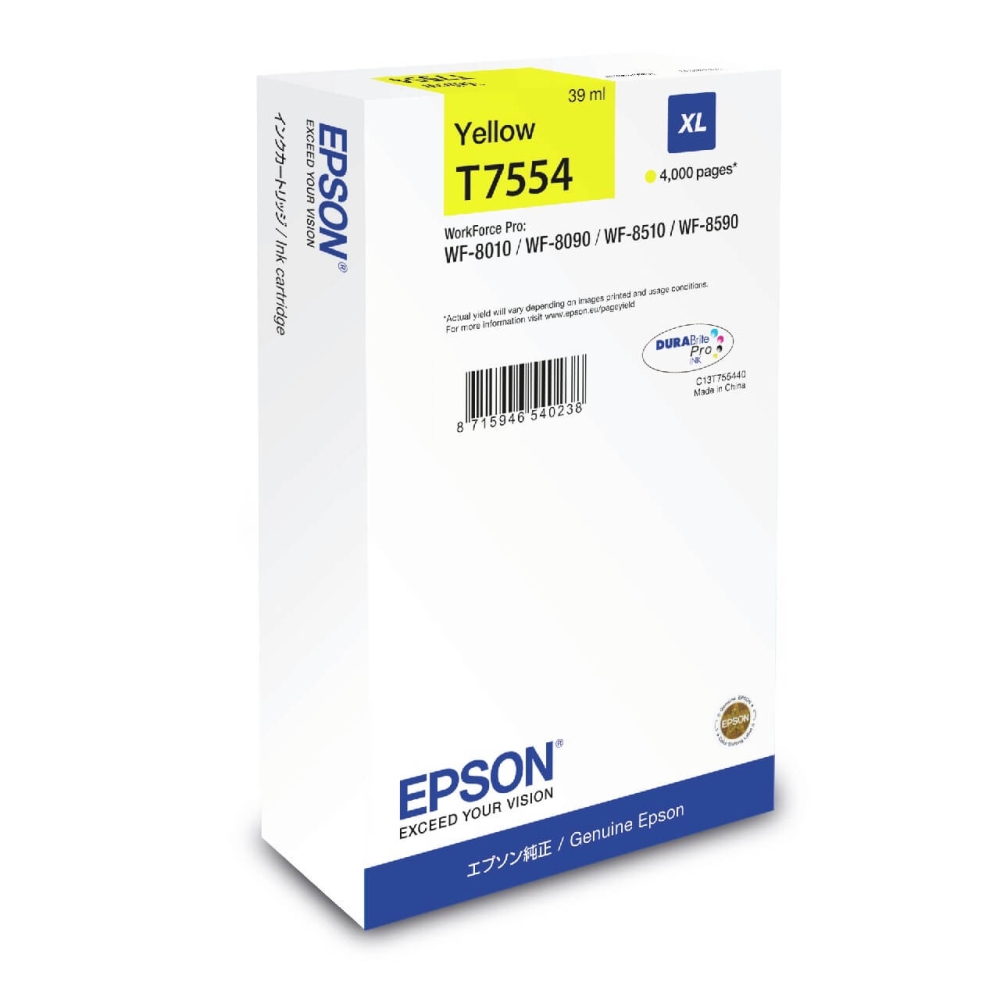 Original Epson Tintenpatrone C13T755440 / T7554 Gelb