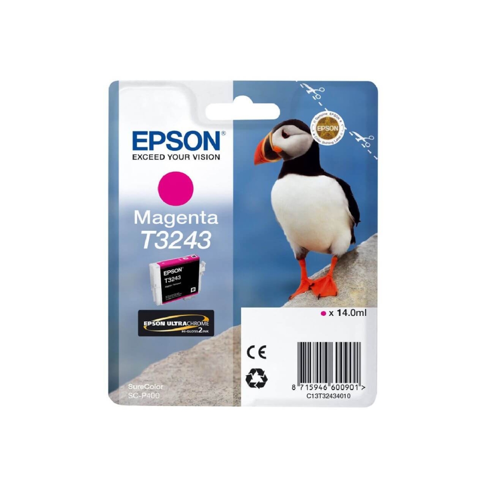 Original Epson Tintenpatrone C13T32434010 / T3243 Magenta