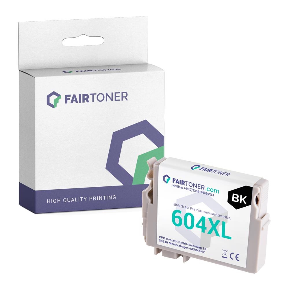FairToner kompatibel für Epson Tintenpatrone C13T10H14010 / 604XL Schwarz [XL  Füllmenge]