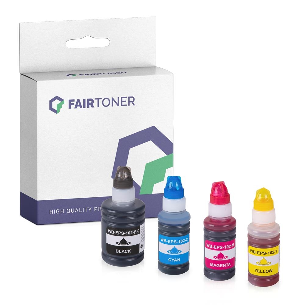 FairToner Set 4 Epson EcoTank 102 1xbk 1xcmy