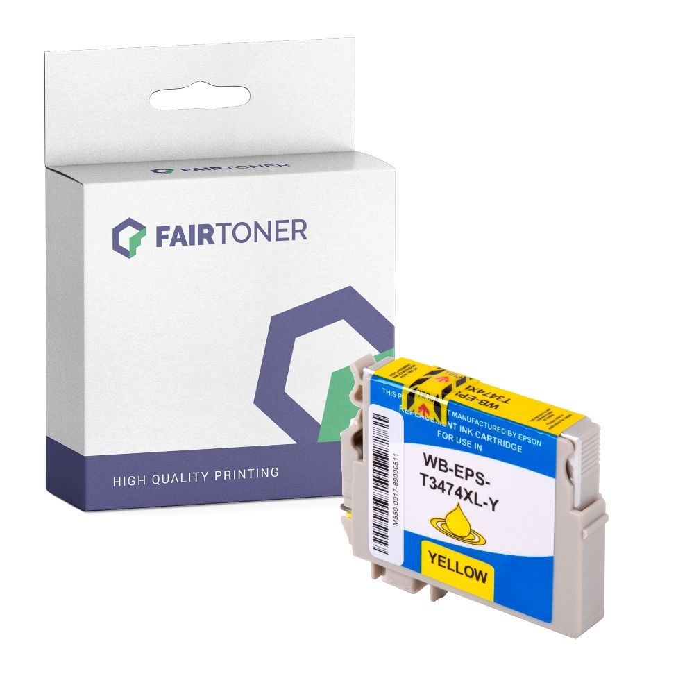 FairToner kompatibel für Epson Tintenpatrone C13T34744010 / 34XL Gelb [XL Füllmenge]