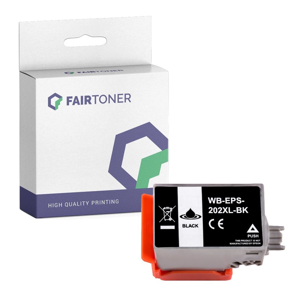 FairToner kompatibel für Epson Tintenpatrone C13T02G14010 / 202XL Schwarz [XL Füllmenge]