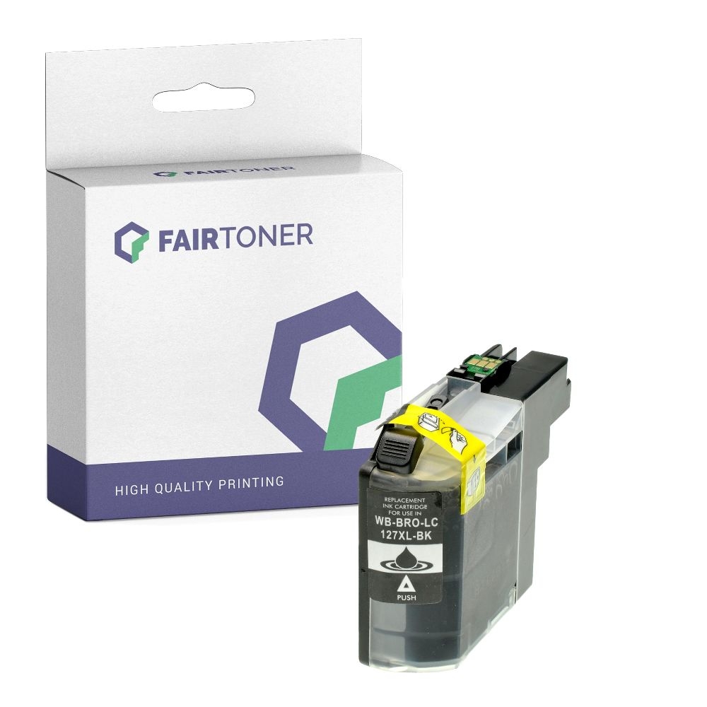 FairToner kompatibel für Brother Tintenpatrone LC-127XLBK Schwarz [XL Füllmenge]