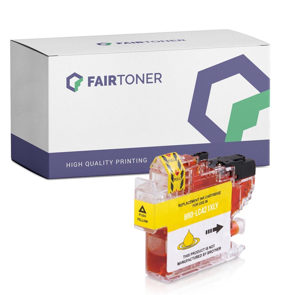 FairToner kompatibel für Brother Tintenpatrone LC-421XLY Gelb [XXL Füllmenge]